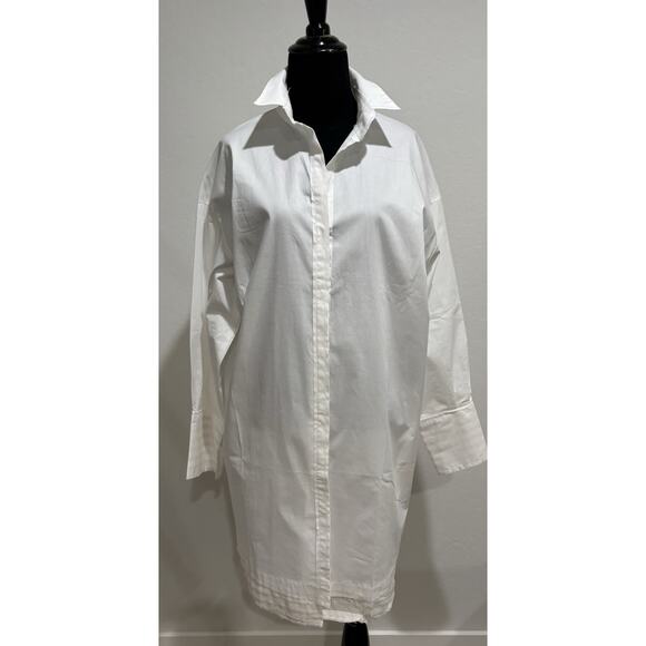 Anthropologie Maeve Maxi Tunic Buttondown Top White Size Medium NEW $168 - Picture 2 of 8